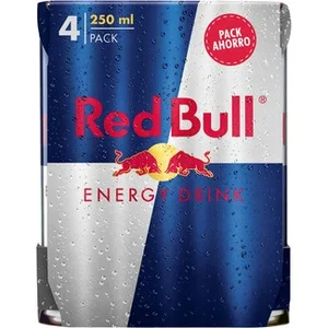 Bebida Energética con Cafeína, Taurina, Vitamina B y Agua de los Alpes Pack 4 RED Bull