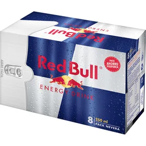 Bebida Energética con Cafeína, Taurina, Vitamina B y Agua de los Alpes Pack 8 RED Bull
