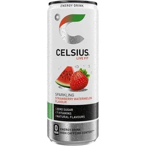 Bebida Energética con Gas Sabor Fresa y Sandía Zero Azúcar y 7 Vitaminas Alto Contenido en Cafeína Celsius Live FIT 35.5 CL