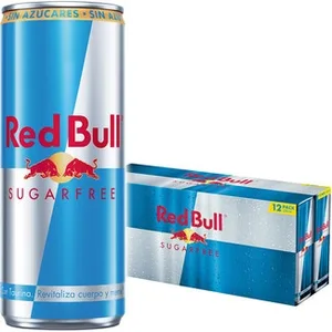 Bebida Energética Sugar Free con Cafeína, Taurina y Vitamina B Pack 12  RED Bull 250 ML
