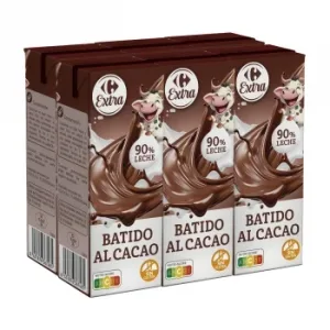 Bebida Láctea al Cacao Carrefour Extra sin Gluten Pack de 6 Minibriks de 200 Ml.