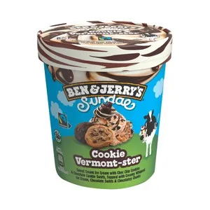 BEN & Jerry"s Tarrina de Helado de Nata con Galletas y Trocitos de Chocolate Sundae 427 Ml.
