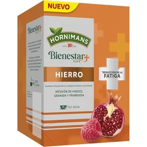 Bienestar +plus Infusión de Hibisco, Granada y Frambuesa Hierro sin Teína  Hornimans 0.06 KG