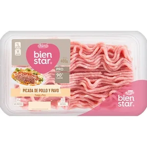 Bienstar Preparado Burger Meat de Pollo y Pavo sin Gluten ni Lactosa Elpozo 400 G