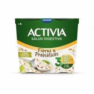 Bífidus con Avena, Nueces y Manzana Danone Activia Pack 4 Unidades 115 G.
