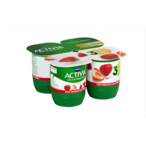 Bífidus con Trozos de Fresa Danone Activia Pack de 4 Unidades de 120 G.