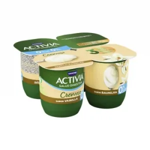 Bífidus Cremoso Desnatado Sabor Vainilla Danone Activia sin Azúcar Añadido Pack de 4 Unidades de 115 G.