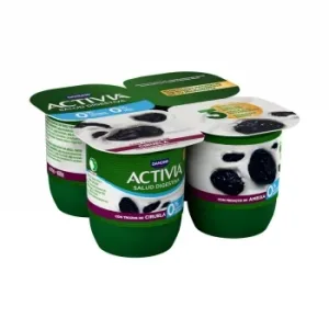 Bífidus Desnatado con Trozos Ciruelas sin Azúcar Añadido Danone Activia Pack de 4 Unidades de 120 G.
