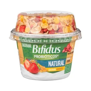 Bífidus Natural Azucarado Probióticos Hacendado con Cereales y Fresas Deshidratadas 0.17 KG