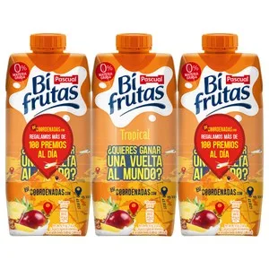 Bifrutas Leche con Zumo de Frutas Tropicales y 0% Materia Grasa 3 X 330 Ml. 990 ML