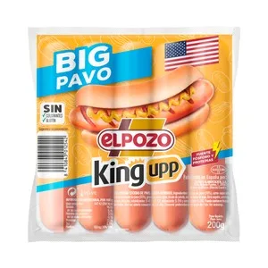 EL Pozo Big Pavo King Upp Salchichas Cocidas de Pavo, Sabor Ahumado 200 G. 180 G