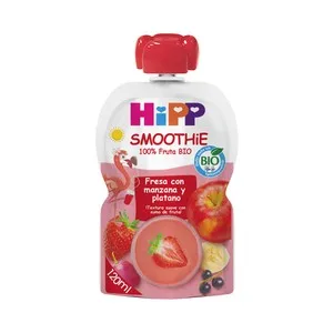 Hipp Bio Bolsita de Smoothie de Fresa, con Manzana y Plátano, Ecológicos, a Partir de 6 Meses 120 Ml.