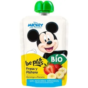 Bio Fresa y Plátano sin Gluten 100% Fruta sin Gluten desde 4 Meses sin Azúcares Añadidos BE Plus