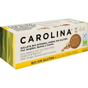 Bio Galleta Integral de Avena Ecológica con Jengibre, Quinoa y Canela sin Gluten Carolina