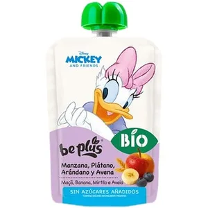 Bio Manzana, Plátano, Arándano y Avena 100% Fruta desde 6 Meses sin Azúcares Añadidos BE Plus