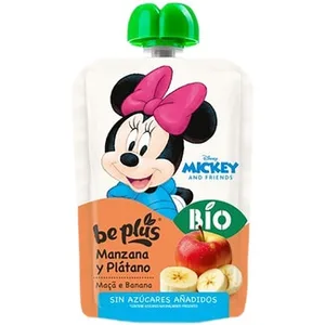 Bio Manzana y Plátano sin Gluten 100% Fruta sin Gluten desde 4 Meses sin Azúcares Añadidos BE Plus