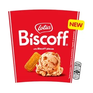Biscoff Tarrina de Helado de Galleta Caramelizada, con Trozos de Galleta Caramelizada 425 Ml.
