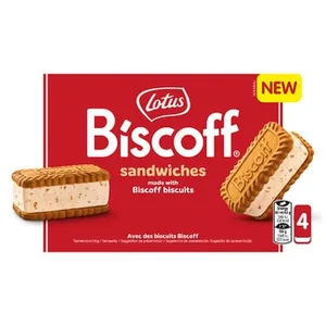 Biscoff Sándwich de Helado con Trozos de Galleta Caramelizada 4 Unidades Lotus