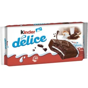 Bizcocho con Leche y Cobertura de Chocolate 10 Unidades  Kinder Delice 390 G