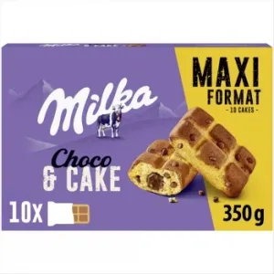 Bizcocho con Pepitas de Chocolate con Leche y Relleno de Chocolate Milka 350 G.