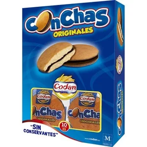 Bizcochos Rellenos de Chocolate Conchas Originales 10 Unidades Envueltas Individualmente Codan