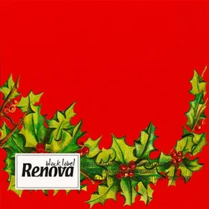 Black Label Servilletas Decorado Navidad Acebo 3 Capas 33x33 Cm Renova