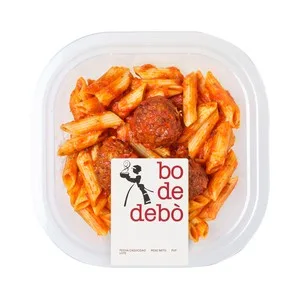 BO de Debó Macarraones con Tomate y Albóndigas Mixtas (cerdo-vacuno) 300 G.