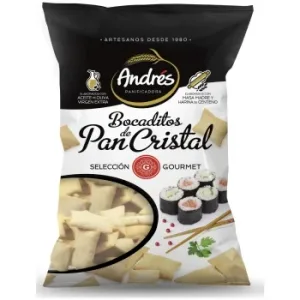 Bocaditos de Pan Cristal con Aceite de Oliva Virgen Extra Andrés 130 G.