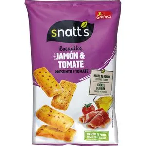 Snatt´s Bocaditos Snaks de Pan con Sabor a Jamón y a Tomate 110 G.