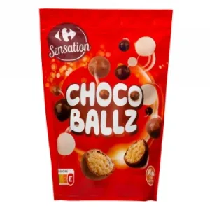 Bolitas Tres Chocolates Carrefour Sensation Choco Ballz sin Gluten Doy Pack 200 G.