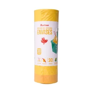 Producto Alcampo Bolsas de Basura Amarilla con Autocierre Capacidad 30 Litros 55 X 60 Cm. 30 Uds.