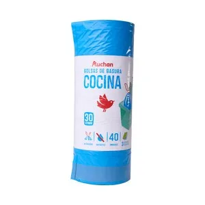 Producto Alcampo Bolsas de Basura Azul con Autorcierre y Antigoteo Capacidad 30 Litros 55 X 60 Cm 40 Uds.
