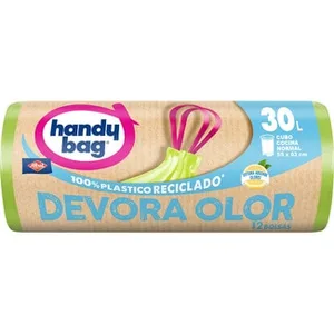 Bolsas de Basura Reciclada Devora Olor 55x63 Cm 30 Litros para Cubo Cocina Normal Handy BAG
