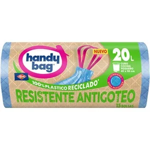Bolsas de Basura Reciclada Resistente Antigoteo 45x50 20 Litros para Cubo Cocina Pequeño Handy BAG