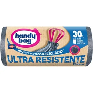 Bolsas de Basura Reciclada Ultra Resistente 55x63 Cm 30 Litros para Cubo Cocina Normal Handy BAG