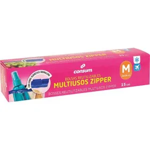 Bolsas Reutilizables Multiusos Zipper M 15 u