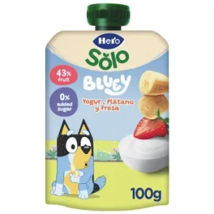 Bolsita con Yogur, Plátano y Fresa Hero Solo sin Gluten y sin Azúcar Añadido 100 G.