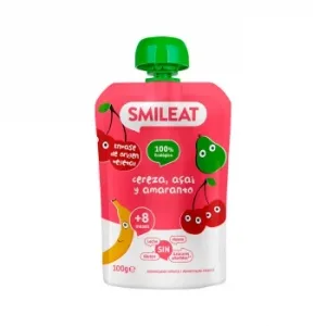 Bolsita de Cereza, Açai y Amaranto desde 8 Meses Ecológico Smileat sin Gluten 100 G