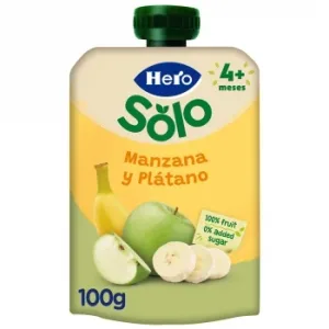 Bolsita de Manzana y Plátano desde 4 Meses Hero Solo sin Gluten y sin Azúcares Añadidos 100 G.