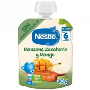 Bolsita de Manzana, Zanahoria y Mango desde 6 Meses Nestlé sin Gluten y sin Azúcar Añadido 90 G.