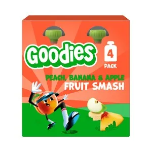 Goodies Bolsita (pouch) de Fruta (melocotón, Manzana y Plátano), a Partir de 9 Meses 4 X 100 G. 400 G