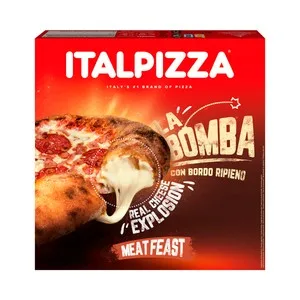 Italpizza la Bomba Meat Feast Pizza Congelada de Tenera, Salami Picante y Baicon con el Borde Relleno de Queso 470 G.