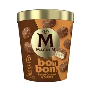 Magnum  Bombon de Helado de Vainilla con Caramelo Salado y Trocitos de Almendra 12 Uds. 204 ML