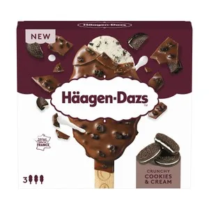 Häagen-dazs Bombón de Helado de Vainilla con Trocitos de Galletas Crujientes al Cacao 3 X 80 Ml. 200 ML