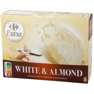 Bombón Helado Chocolate Blanco con Almendras Carrefour 4 Ud.