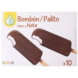 Producto Económico Alcampo Bombón Helado con Sabor a Nata y Recubierto de Cacao 10 X 75 Ml. 750 ML