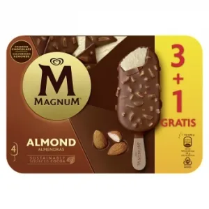 Bombón Helado de Vainilla con Almendras Magnum sin Gluten 3 Ud.