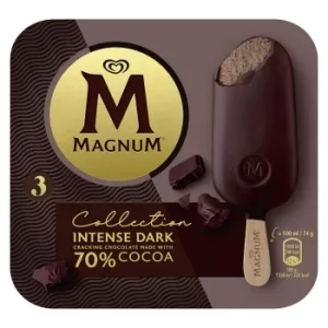 Bombón Helado Intense Dark 70% Cacao Collection Magnum sin Gluten 3 Ud.