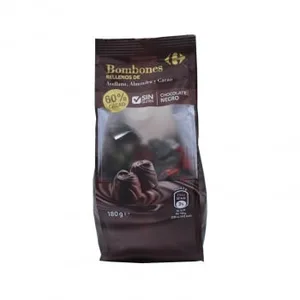 Bombones de Chocolate Negro con Avellana, Almendra y Cacao Carrefour sin Gluten 180 G.