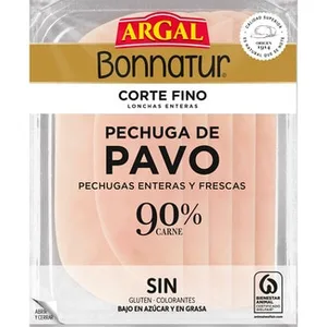 Bonnatur Corte Fino Pechuga de Pavo en Lonchas Enteras bajo en Azúcar sin Gluten sin Lactosa Argal 115 G